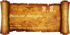 Mentzer Boriska névjegykártya